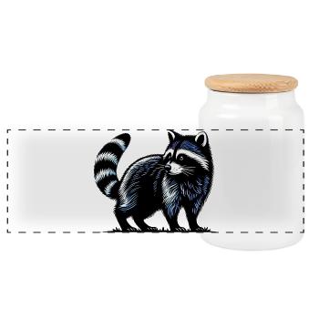 Raton laveur - Boîte à biscuits avec couvercle en bois - blanc - Devant