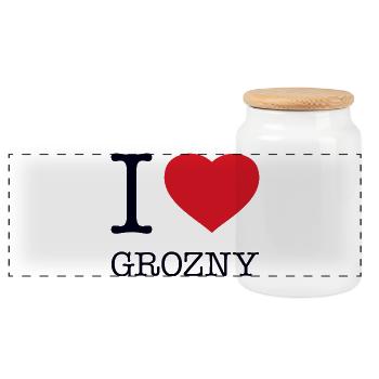 J’ADORE GROZNY - Boîte à biscuits avec couvercle en bois - blanc - Devant