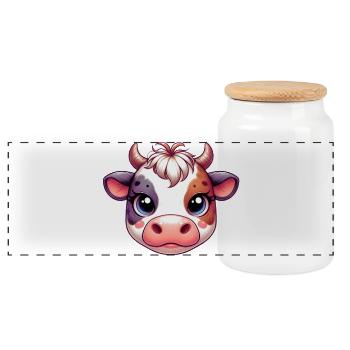 Vache - Boîte à biscuits avec couvercle en bois - blanc - Devant