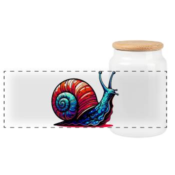 Schnecke - Panorama Keksdose mit Holzdeckel - Weiß - Vorne