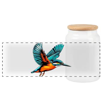 Martin-pêcheur - Boîte à biscuits avec couvercle en bois - blanc - Devant