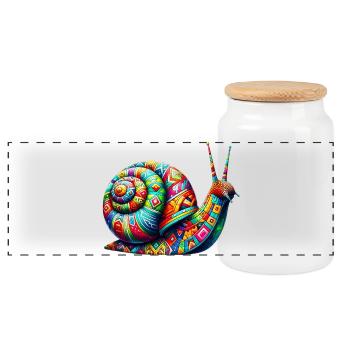 Snail - Panoramic Cookie Jar with Wooden Lid - white - Front