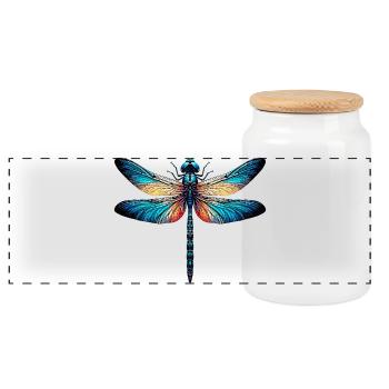 Dragonfly - Panoramic Cookie Jar with Wooden Lid - white - Front