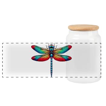 Dragonfly - Panoramic Cookie Jar with Wooden Lid - white - Front