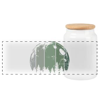 Arbre de la forêt de lune logo d’icône vintage rétro - Boîte à biscuits avec couvercle en bois - blanc - Devant