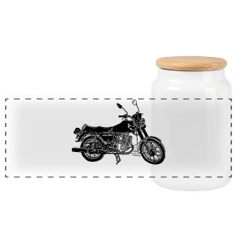 MZ ETZ 250 - Panoramic Cookie Jar with Wooden Lid - white - Front