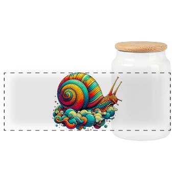 Snail - Panoramic Cookie Jar with Wooden Lid - white - Front