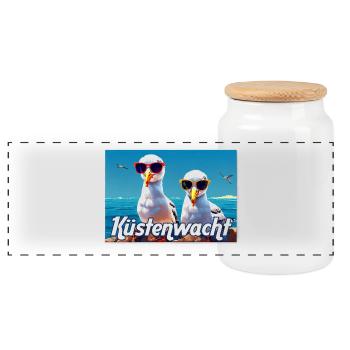 Garde-côtes Seagulls - Boîte à biscuits avec couvercle en bois - blanc - Devant