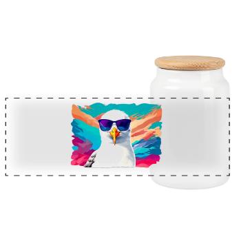 Mouette drôle avec des lunettes de soleil - Boîte à biscuits avec couvercle en bois - blanc - Devant