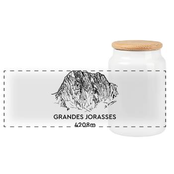 Grandes Jorasses, Haute Montagne, Mont-Blanc, Montagne - Boîte à biscuits avec couvercle en bois - blanc - Devant