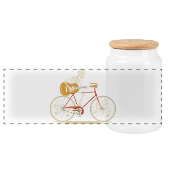Skelett Fahrrad Gitarre Jam Halloween - Panorama Keksdose mit Holzdeckel - Weiß - Vorne