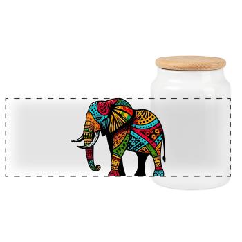 Elefant - Panorama Keksdose mit Holzdeckel - Weiß - Vorne