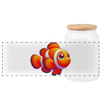 Clownfish - Panoramic Cookie Jar with Wooden Lid - white - Front