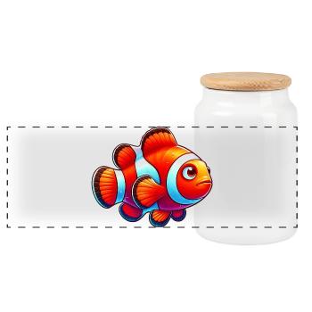 Clownfish - Panoramic Cookie Jar with Wooden Lid - white - Front