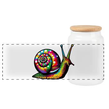 Schnecke - Panorama Keksdose mit Holzdeckel - Weiß - Vorne