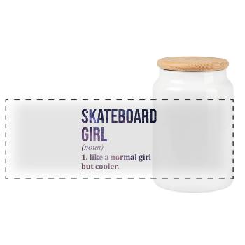 Skateboard - Panoramic Cookie Jar with Wooden Lid - white - Front
