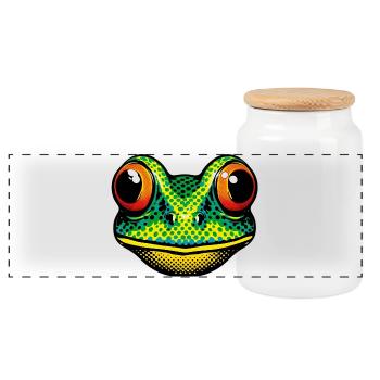 Grenouille - Boîte à biscuits avec couvercle en bois - blanc - Devant