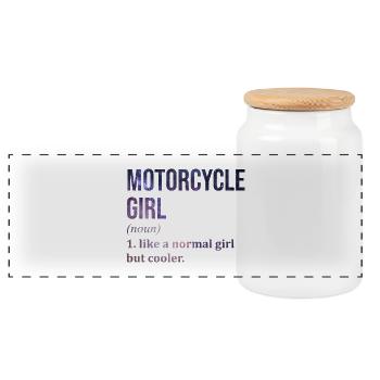 Motorcycle - Panoramic Cookie Jar with Wooden Lid - white - Front
