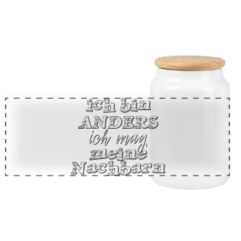 Je suis différent, j’aime mes voisins - Boîte à biscuits avec couvercle en bois - blanc - Devant
