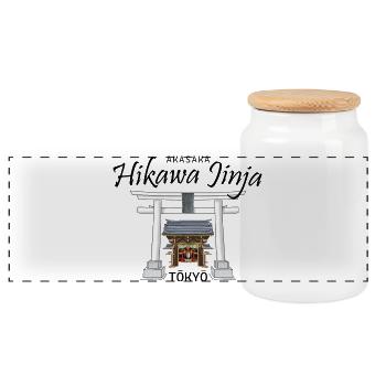 Tokyo, Akasaka Hikawa Jinja, Tokyo Jissha Japan - Panoramic Cookie Jar with Wooden Lid - white - Front