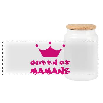The Queen of Moms - Mother's Day - Panoramic Cookie Jar with Wooden Lid - white - Front