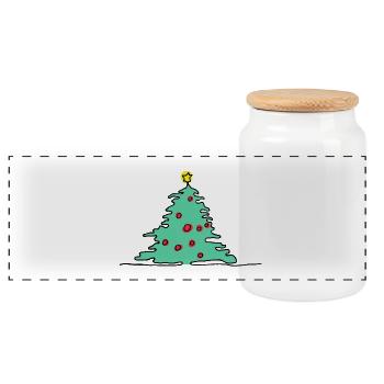 Sapin de Noël vert - Boîte à biscuits avec couvercle en bois - blanc - Devant
