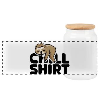 Chill Shirt - Conception de paresseux de bande dessinée drôle - Boîte à biscuits avec couvercle en bois - blanc - Devant