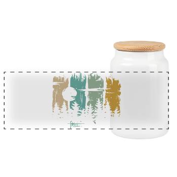 Retro Moon & Forest Design – Free Lettering & Nature - Panoramic Cookie Jar with Wooden Lid - white - Front