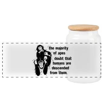 The Majority of Apes Doubt - Panoramic Cookie Jar with Wooden Lid - white - Front