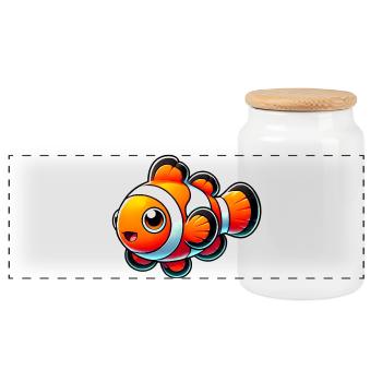 Clownfisch - Panorama Keksdose mit Holzdeckel - Weiß - Vorne