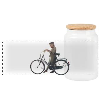 Summer - Panoramic Cookie Jar with Wooden Lid - white - Front