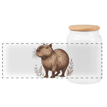 Capybara - Boîte à biscuits avec couvercle en bois - blanc - Devant