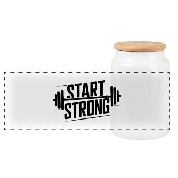 Start Strong - Panorama Keksdose mit Holzdeckel - Weiß - Vorne