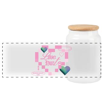 L’amour fait mal - Boîte à biscuits avec couvercle en bois - blanc - Devant
