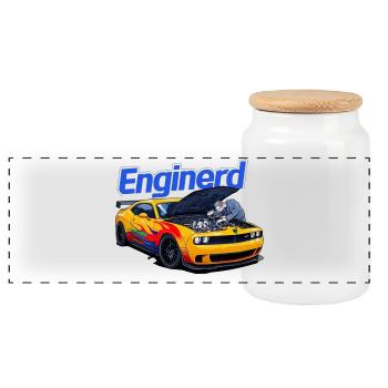 Muscle Car en cours de travail par un mécanicien - Boîte à biscuits avec couvercle en bois - blanc - Devant