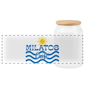 Vivid Milatos Soleil et Vagues Design - Boîte à biscuits avec couvercle en bois - blanc - Devant