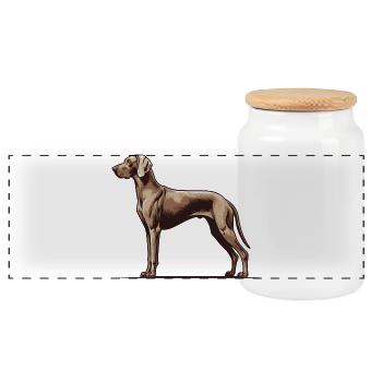 Weimaraner - Panorama Keksdose mit Holzdeckel - Weiß - Vorne