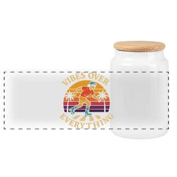 Rollerblades - Panoramic Cookie Jar with Wooden Lid - white - Front
