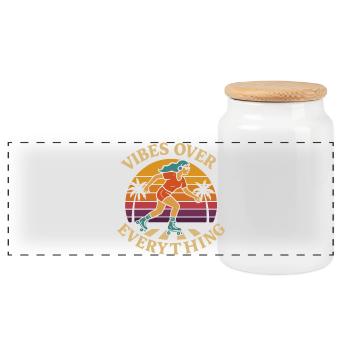 Rollerrin Vibes Over Everything - Boîte à biscuits avec couvercle en bois - blanc - Devant