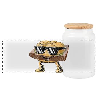 Leberkas Le.Ka.Se.Mi.Gu personnage avec des lunettes de soleil - Boîte à biscuits avec couvercle en bois - blanc - Devant