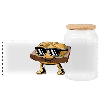 Leberkas mit Style & Attitüde. - Panorama Keksdose mit Holzdeckel - Weiß - Vorne