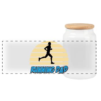 Running dad - Boîte à biscuits avec couvercle en bois - blanc - Devant