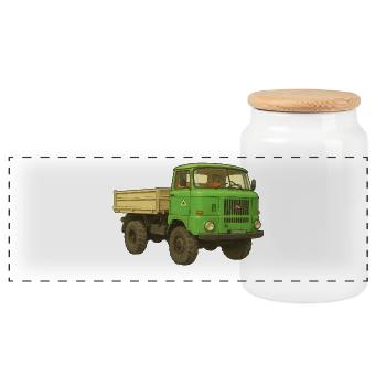 W50 DDR LKW - Panorama Keksdose mit Holzdeckel - Weiß - Vorne