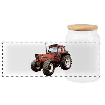 Agricultural legend in red - Panoramic Cookie Jar with Wooden Lid - white - Front