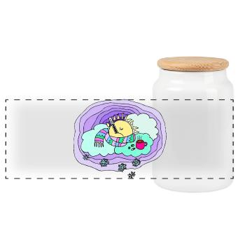 Babykollektion Sommer Sonne 08 - Panorama Keksdose mit Holzdeckel - Weiß - Vorne
