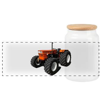 Powerhouse on wheels - Panoramic Cookie Jar with Wooden Lid - white - Front