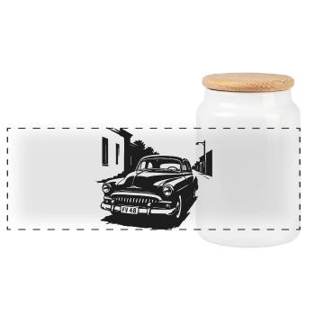 Road legend FV 48 - Panoramic Cookie Jar with Wooden Lid - white - Front