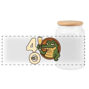 Vive le 40 – Édition Crocodile - Boîte à biscuits avec couvercle en bois - blanc - Devant