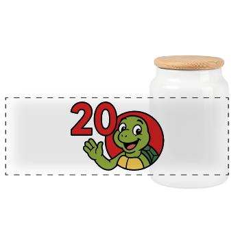 Turtle 20 Years of Fun - Panoramic Cookie Jar with Wooden Lid - white - Front