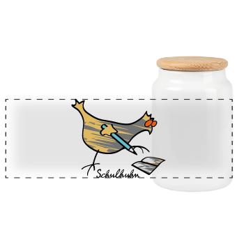 Cadeau RIKELS pour les poulets scolaires cool - Boîte à biscuits avec couvercle en bois - blanc - Devant